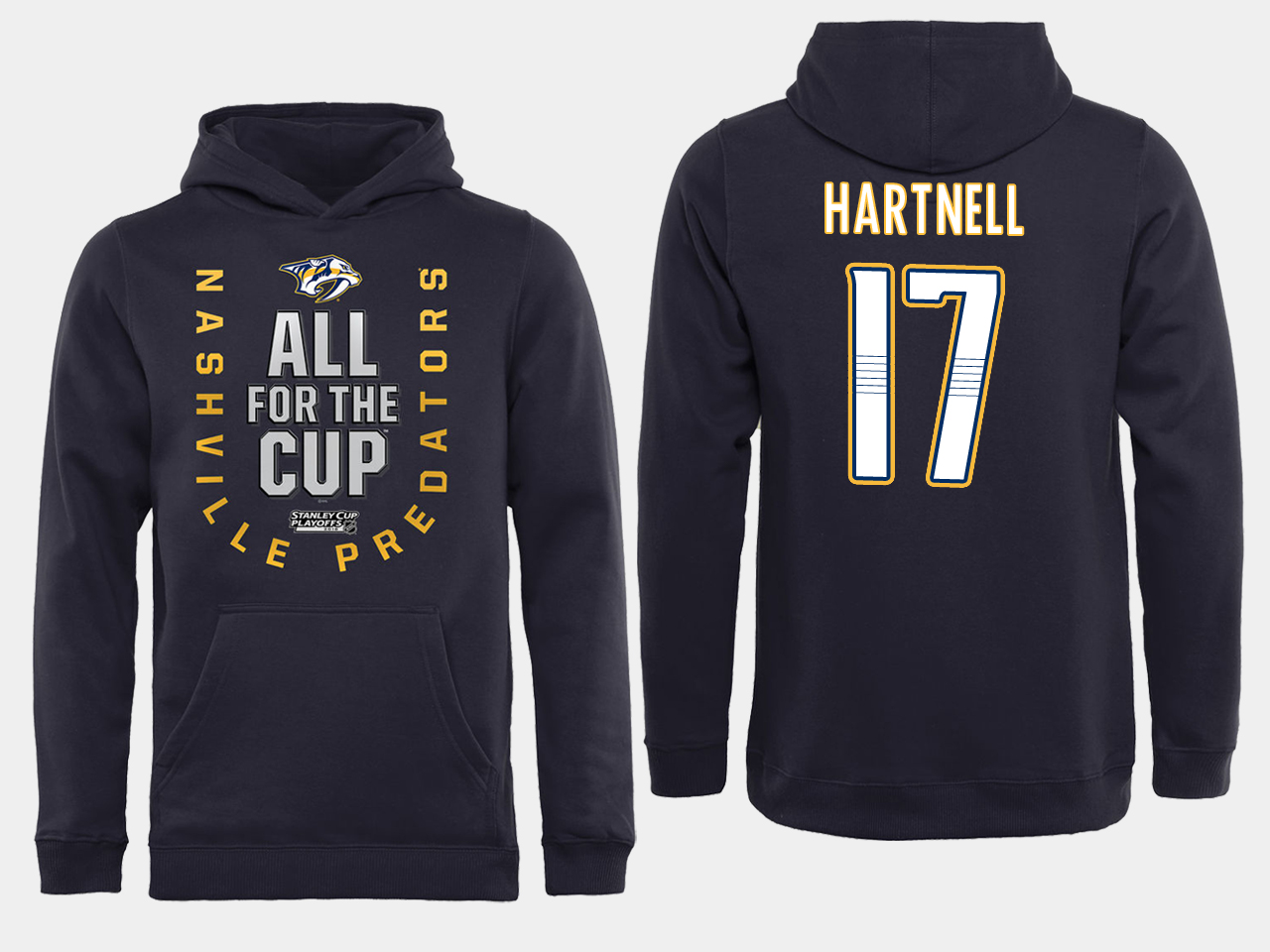 Men NHL Adidas Nashville Predators #17 Hartnell black ALL for the Cup hoodie->nashville predators->NHL Jersey
